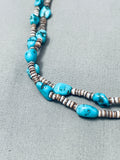 Incredible Vintage Native American Navajo Chunky Turquoise Heishi Sterling Silver Necklace