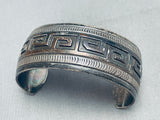 7 Inch Wrist Hand Tooled Vintage Navajo Detailed Sterling Silver Bracelet-Nativo Arts