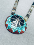 Native American Mesmerizing Vintage Santo Domingo Inlay Turquoise Jet Shell Necklace-Nativo Arts