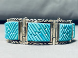 One Of The Best Ever Vintage Native American Navajo Turquoise Inlay Link Bracelet-Nativo Arts