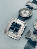 Rare Older Vintage Native American Navajo Sterling Silver Stamped Concho Belt-Nativo Arts