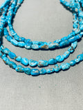 Gorgy!! Vintage Native American Navajo Morenci Turquoise Sterling Silver Necklace-Nativo Arts