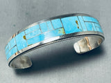 Signed 6.5 Inch Wrist Vintage Native American Navajo Turquoise Sterling Silver Bracelet-Nativo Arts