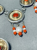 Native American One Of The Most Unique 14k Gold Marked Sterling Silver Coral Necklace-Nativo Arts