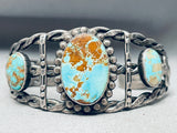 Museum Very Old Vintage Native American Navajo #8 Turquoise Sterling Silver Bracelet-Nativo Arts