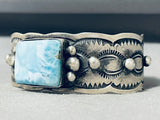 Very Rare Vintage Native American Navajo Larimar Sterling Silver Bracelet-Nativo Arts