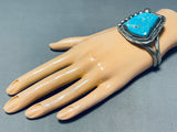 Astounding Vintage Native American Navajo Blue Gem Turquoise Sterling Silver Bracelet-Nativo Arts