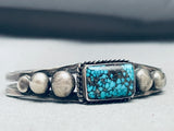 Lars Lee Vintage Native American Navajo Lone Mountain Turquoise Sterling Silver Bracelet-Nativo Arts