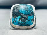 Dramatic Vintage Native American Navajo Godber Turquoise Sterling Silver Ring-Nativo Arts