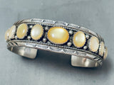 Amazing Vintage Native American Navajo Yellow Pearl Sterling Silver Bracelet-Nativo Arts