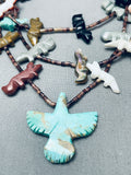 One Of Best Vintage Native American Zuni Turquoise Bird Animal Fetish Sterling Silver Necklace-Nativo Arts