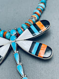 One Of The Most Beautiful Native American Zuni Turquoise Butterfly Sterling Silver Necklace-Nativo Arts