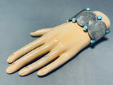 One Of The Coolest Ever Native American Navajo Coin Turquoise Sterling Silver Bracelet-Nativo Arts