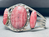 Very Rare Vintage Native American Navajo Rhodochrosite Sterling Silver Bracelet Cuff-Nativo Arts