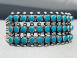 70+ Year Old Vintage Native American Zuni Turquoise Snake Eyes Sterling Silver Bracelet-Nativo Arts