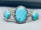 Sky Blue Turquosie Vintage Native American Navajo Sterling Silver Bracelet-Nativo Arts