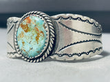 Fabulous Vintage Native American Navajo Pilot Mountain Turquoise Sterling Silver Bracelet-Nativo Arts