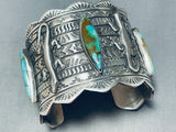 Hypnotic Native American Navajo 3 Royston Turquoise 2 Silver Gekkos Colossal Bracelet-Nativo Arts