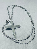 Inspiring Vintage Native American Navajo Malachite Sterling Silver Cross Necklace-Nativo Arts