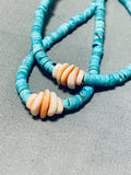 Brilliant Native American Navajo Blue Gem Turquoise Jacla Shell Heishi Necklace-Nativo Arts