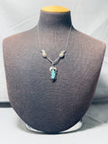Amazing Vintage Native American Zuni Blue Gem Turquoise Sterling Silver Necklace-Nativo Arts