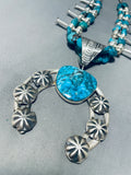 Superior Native American Navajo Signed Blue Diamond Turquoise Sterling Silver Squash-Nativo Arts