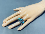 Interesting Vintage Native American Navajo Kingman Turquoise Sterling Silver Ring-Nativo Arts