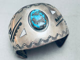John Frank Vintage Native American Navajo Persin Turquoise Sterling Silver Bracelet-Nativo Arts
