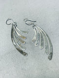 Interesting Vintage Native American Navajo Sterling Silver Wing Earrings-Nativo Arts