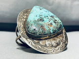 Important!! Battle Mountain Turquoise Vintage Native American Navajo Sterling Silver Bracelet-Nativo Arts