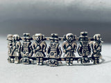 Extremely Detailed Vintage Mudhead Sterling Silver Kachina Bracelet-Nativo Arts