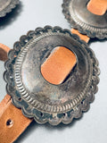 Early 1900's Vintage Native American Navajo 1st Phase Sterling Silver Concho Belt Old-Nativo Arts