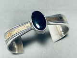 Native American Amazing Vintage Navajo Onyx Sterling Silver Gold Bracelet Cuff-Nativo Arts