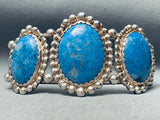 Rare Vintage Native American Navajo Domed Lapis Lazuli Sterkling Silver Bracelet-Nativo Arts