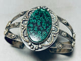 The Best Vintage Native American Navajo Green Fossil Agate Sterling Silver Bracelet-Nativo Arts