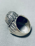 Magnificent Native American Navajo Sterling Silver Handcarved Eagle Ring-Nativo Arts