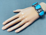 Heavy Morenci Turquoise Vintage Native American Navajo Sterling Silver Bracelet