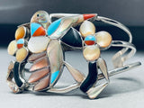 Huge Vintage Native American Zuni Bird Turquoise Sterling Silver Inlay Bracelet-Nativo Arts