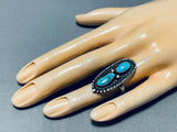 Alluring Vintage Native American Navajo Morenci Turquoise Sterling Silver Ring-Nativo Arts