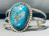 Fascinating Vintage Native American Navajo Gilbert Turquoise Sterling Silver Bracelet-Nativo Arts