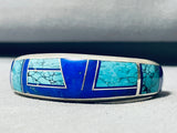 6 Inch Wrist Important Vintage Native American Navajo Turquoise Inlay Sterling Silver Bracelet-Nativo Arts