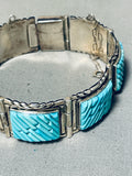 One Of The Best Ever Vintage Native American Navajo Turquoise Inlay Link Bracelet-Nativo Arts