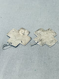 Incredible Vintage Native American Navajo Sterling Silver Cross Dangle Earrings-Nativo Arts