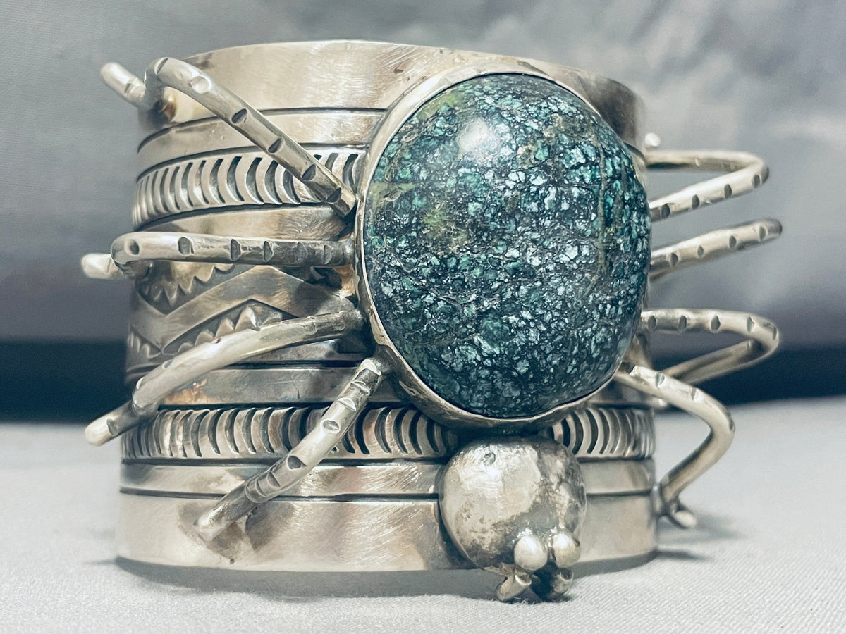 185 Gram Spider Native American Navajo Turquoise Sterling Silver Brace ...