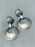 Fabulous Vintage Native American Navajo Sterling Silver Dangle Earrings-Nativo Arts