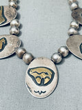 Important Vintage Native American Navajo Thomas Singer Gold Sterling Silver Horse Bear Necklace-Nativo Arts