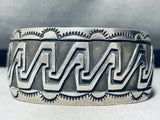 One Of The Best Vintage Native American Navajo Geomtric Wave Sterling Silver Bracelet-Nativo Arts