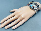 Huge Vintage Native American Zuni Bird Turquoise Sterling Silver Inlay Bracelet-Nativo Arts