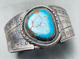 Sturdy Vintage Native American Navajo Morenci Turquoise Sterling Silver Bracelet-Nativo Arts