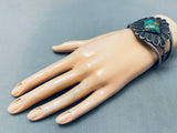 Rope Teardrop Vintage Native American Navajo Royston Turquoise Sterling Silver Bracelet-Nativo Arts